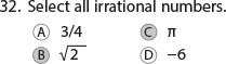 Select all irrational numbers.