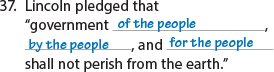 Lincoln pledged that "governemtn ... ..., and ... shall not perish from the earch."